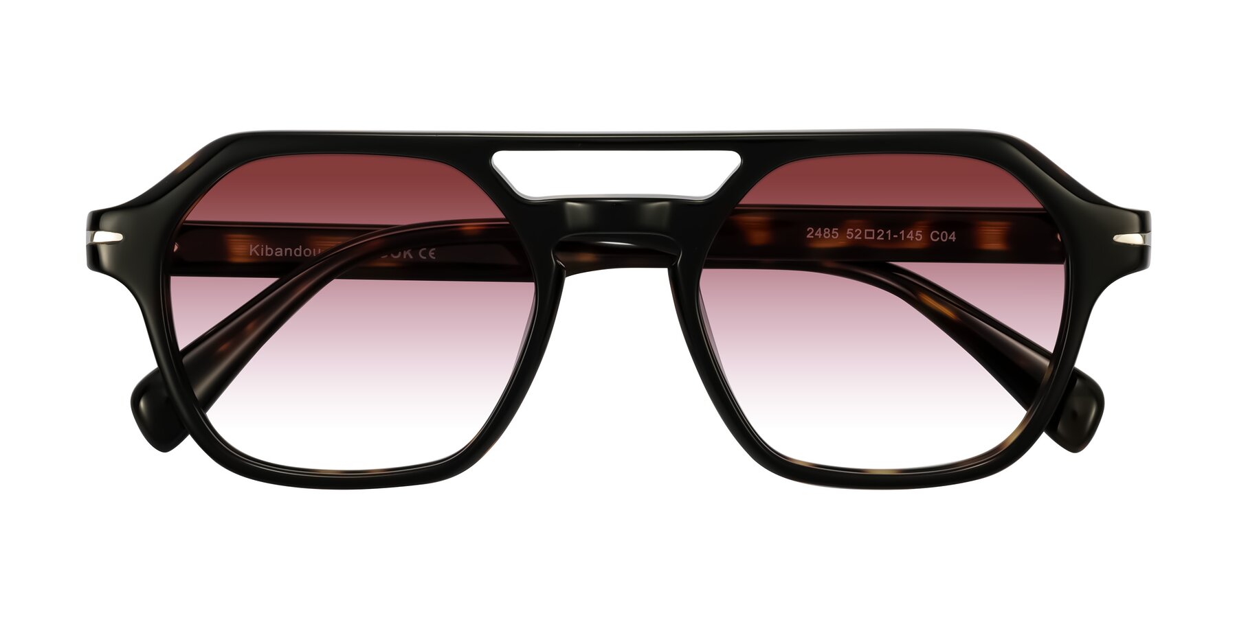 Folded Front of Kibandou in Black/Tortoise with Garnet Gradient Lenses
