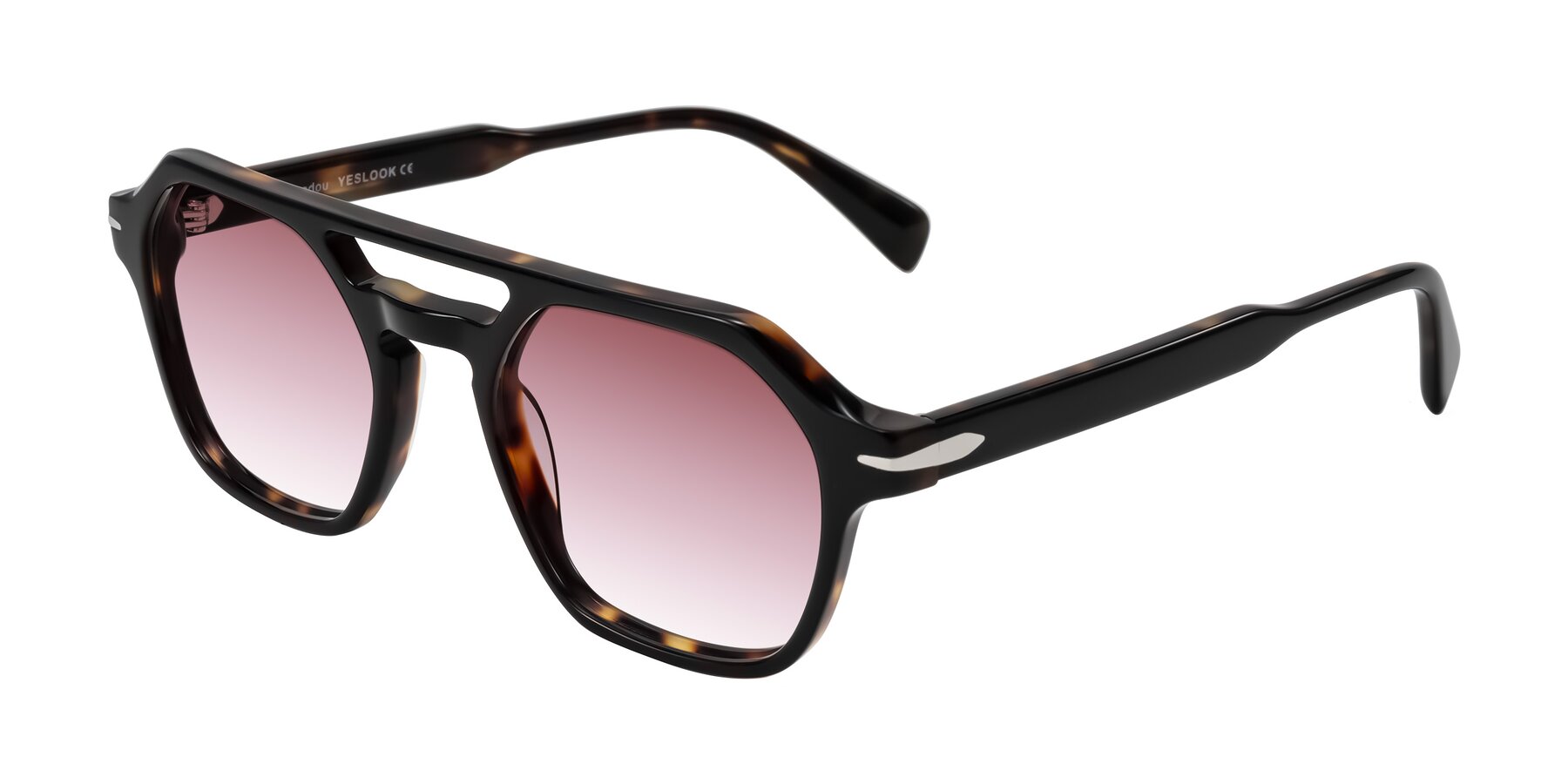 Angle of Kibandou in Black/Tortoise with Garnet Gradient Lenses