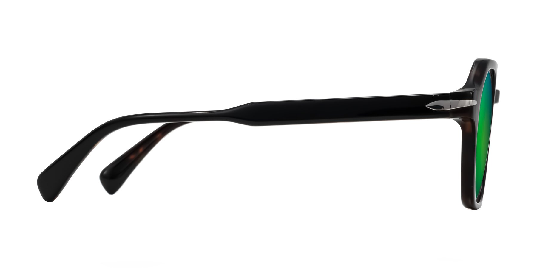 Side of Kibandou in Black/Tortoise with Green Mirrored Lenses