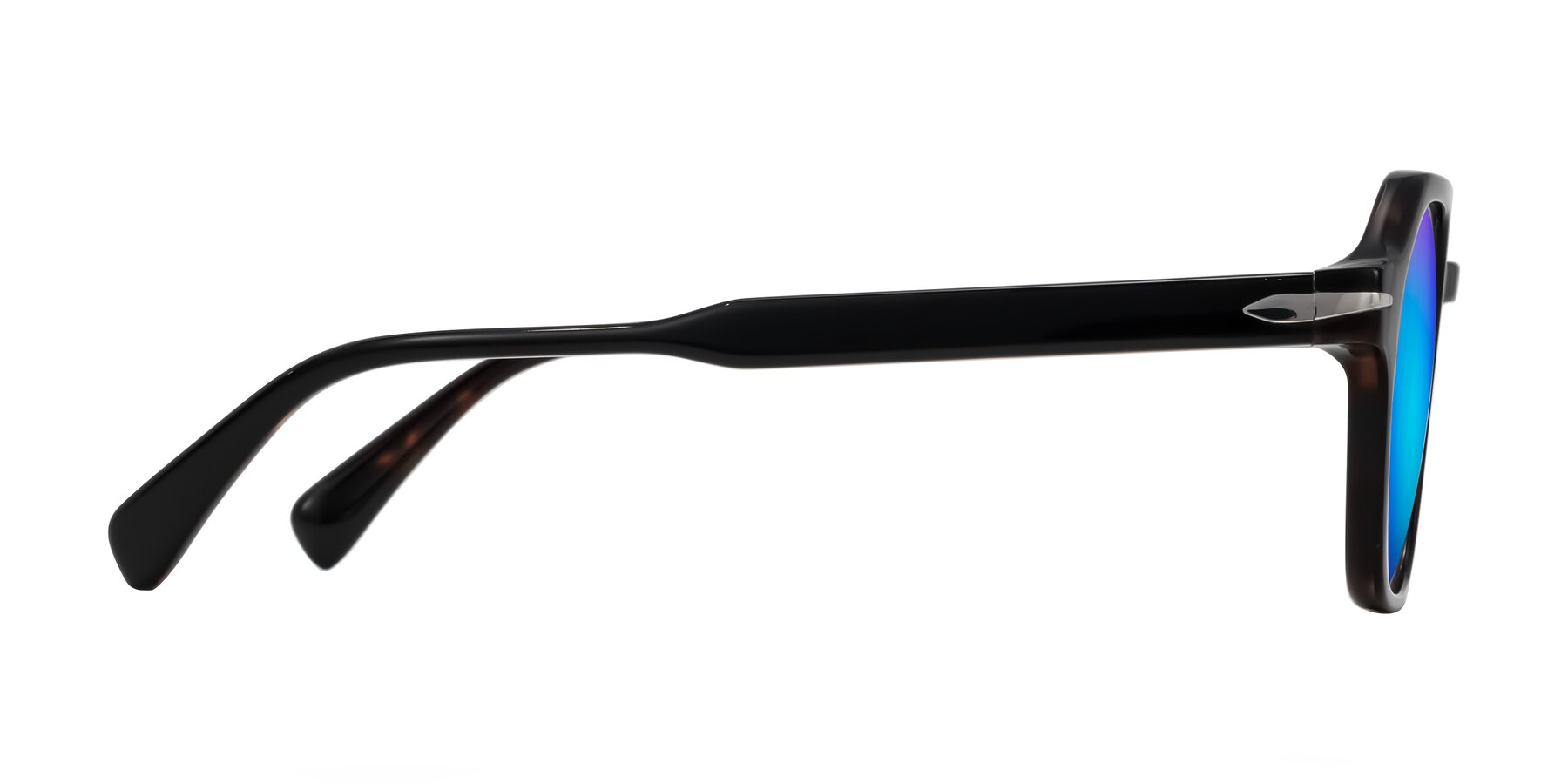 Side of Kibandou in Black/Tortoise with Blue Mirrored Lenses