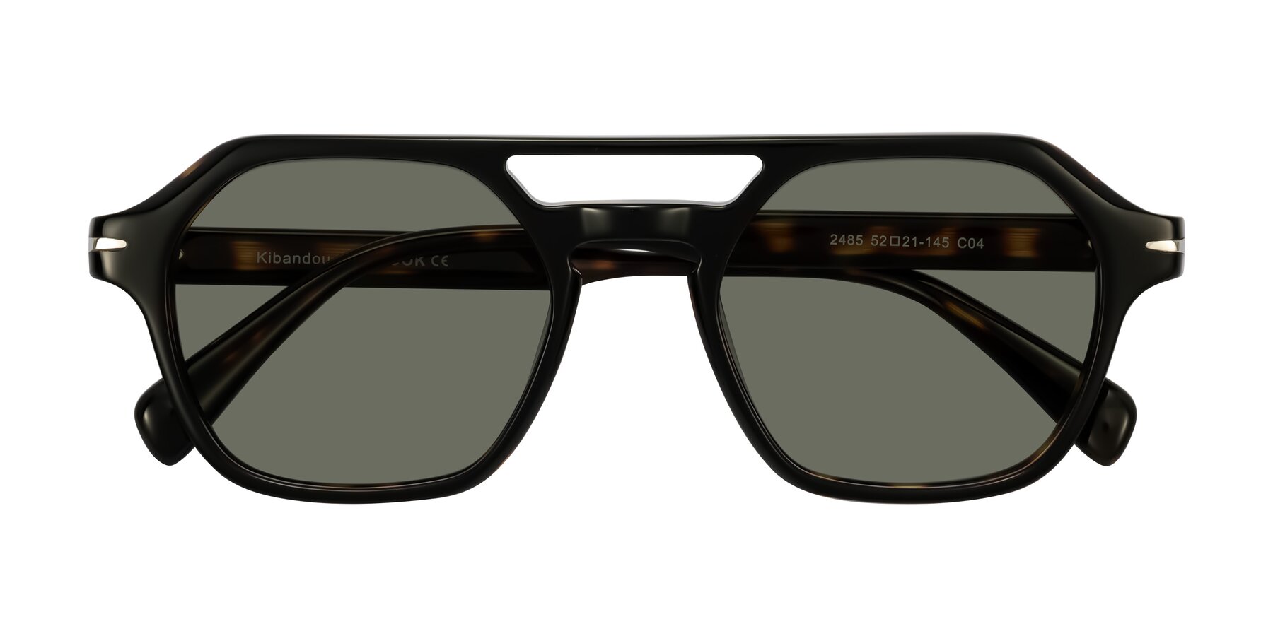 Folded Front of Kibandou in Black/Tortoise with Gray Polarized Lenses