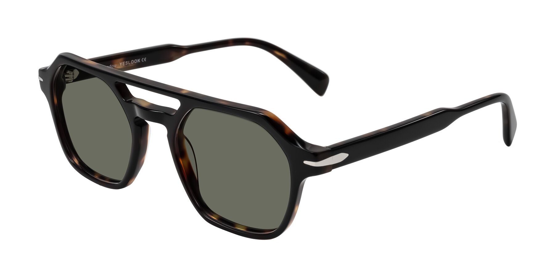 Angle of Kibandou in Black/Tortoise with Gray Polarized Lenses