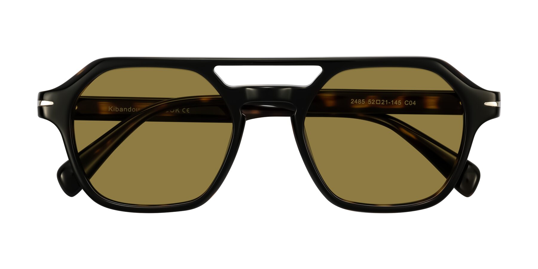 Folded Front of Kibandou in Black/Tortoise with Brown Polarized Lenses