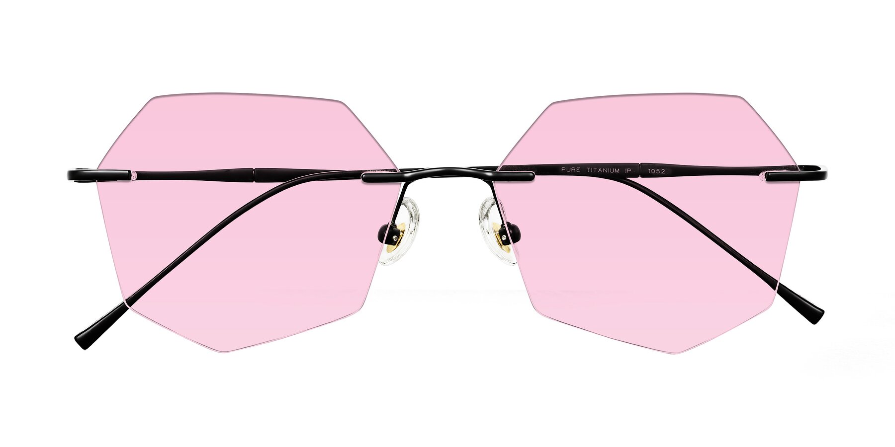 Folded Front of Edme in Matte Black with Light Pink Tinted Lenses