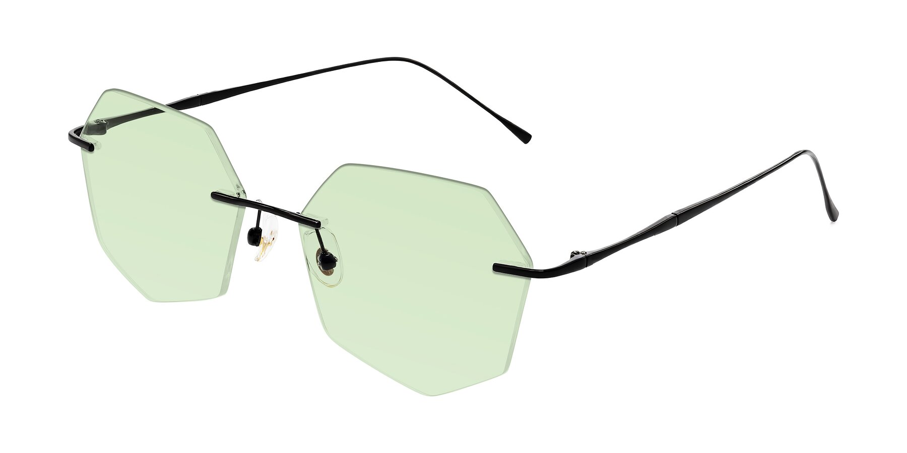 Angle of Edme in Matte Black with Light Green Tinted Lenses