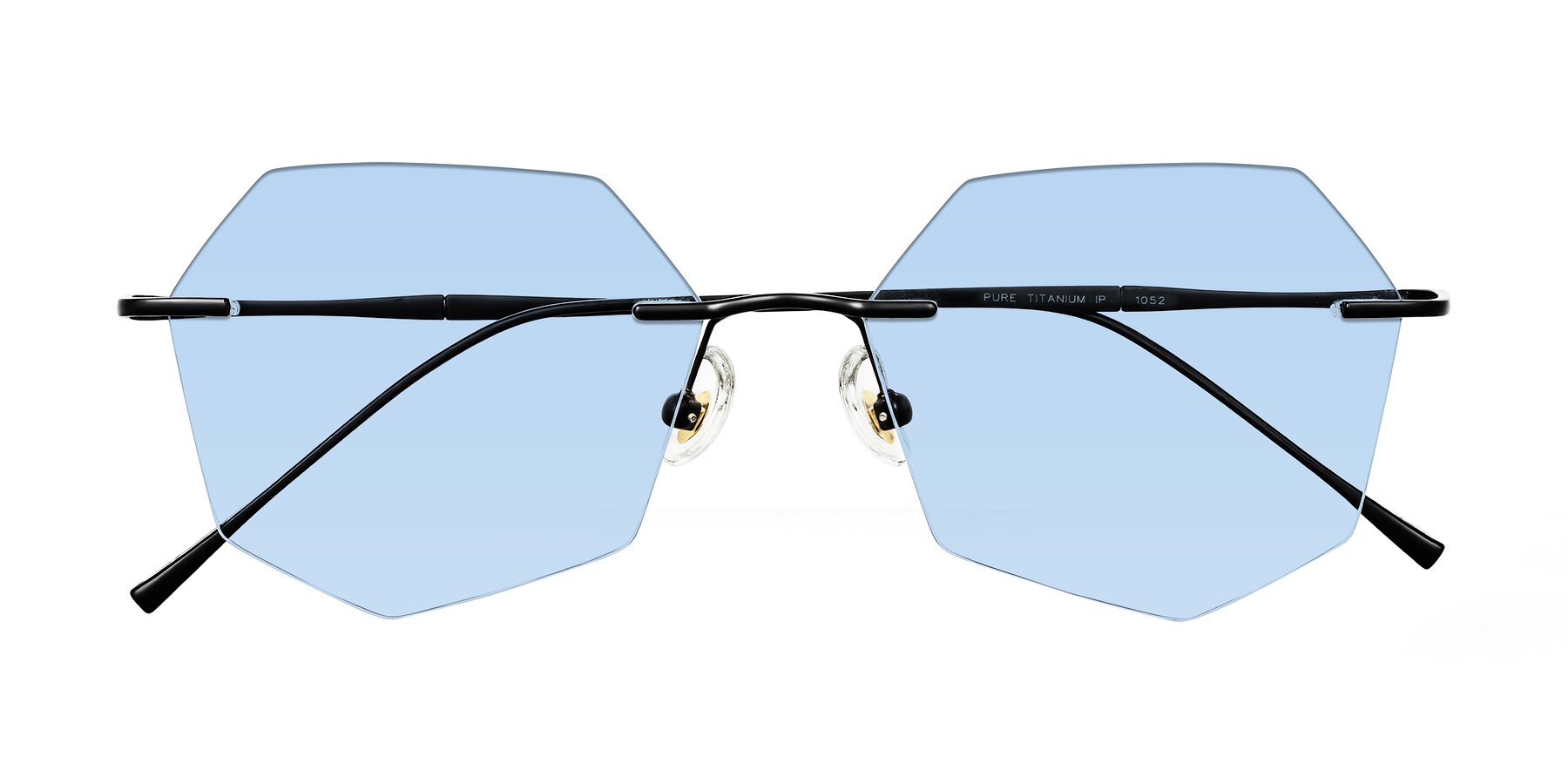 Folded Front of Edme in Matte Black with Light Blue Tinted Lenses