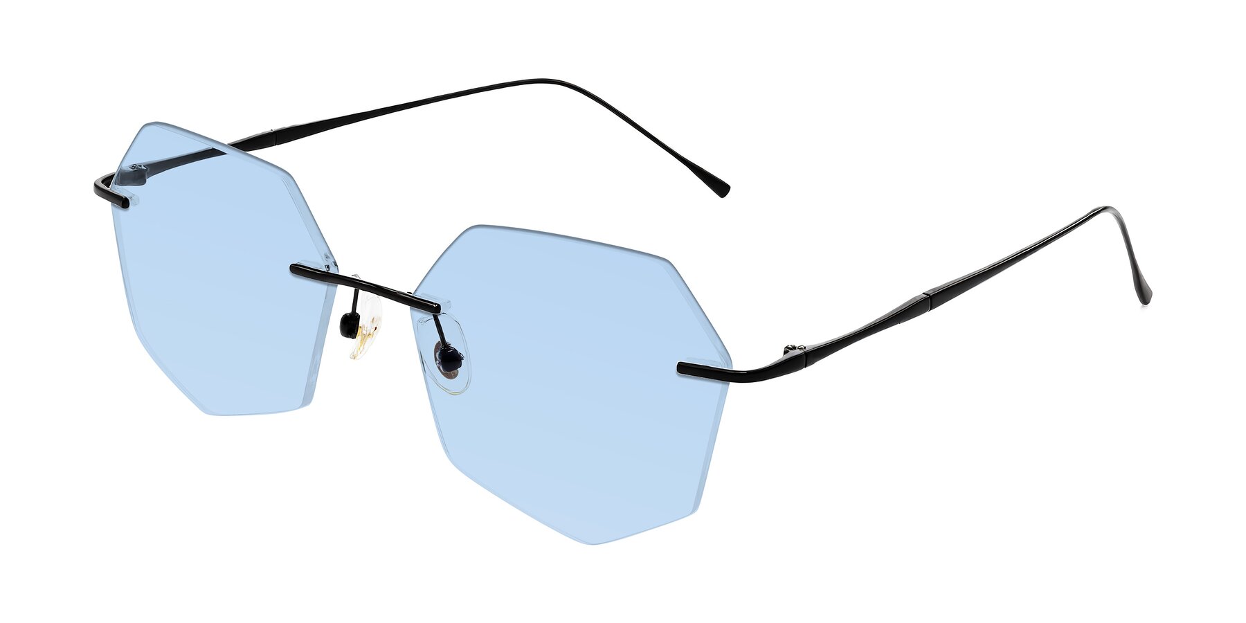 Angle of Edme in Matte Black with Light Blue Tinted Lenses