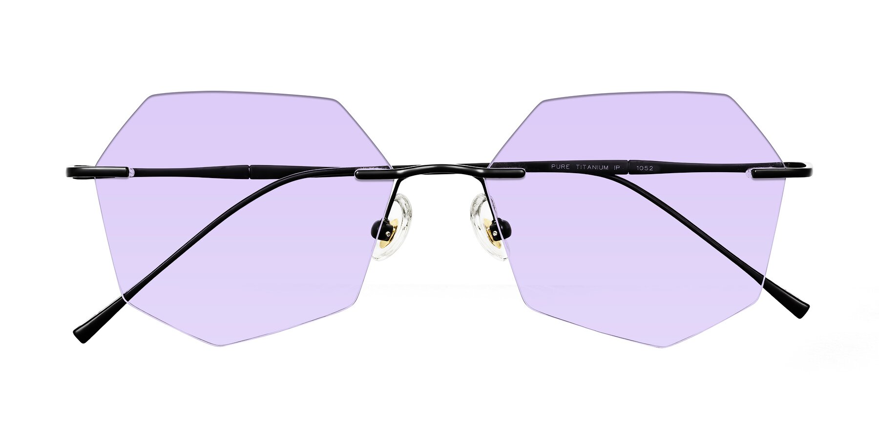 Folded Front of Edme in Matte Black with Light Purple Tinted Lenses