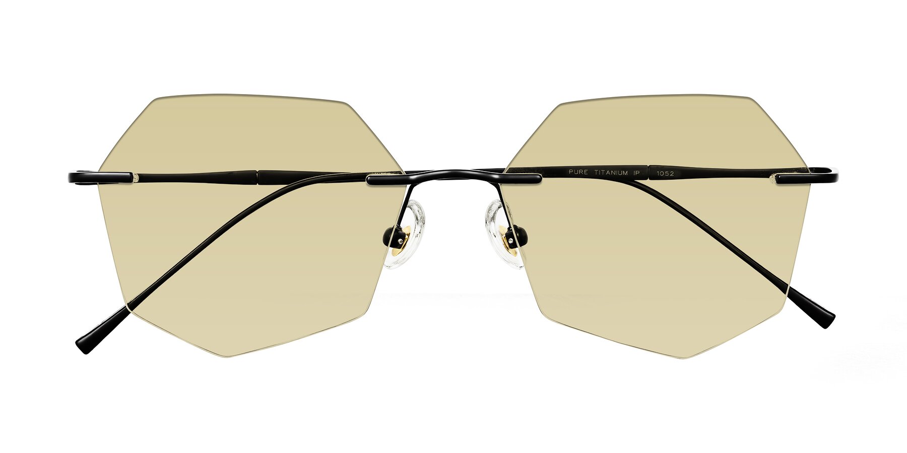 Folded Front of Edme in Matte Black with Light Champagne Tinted Lenses