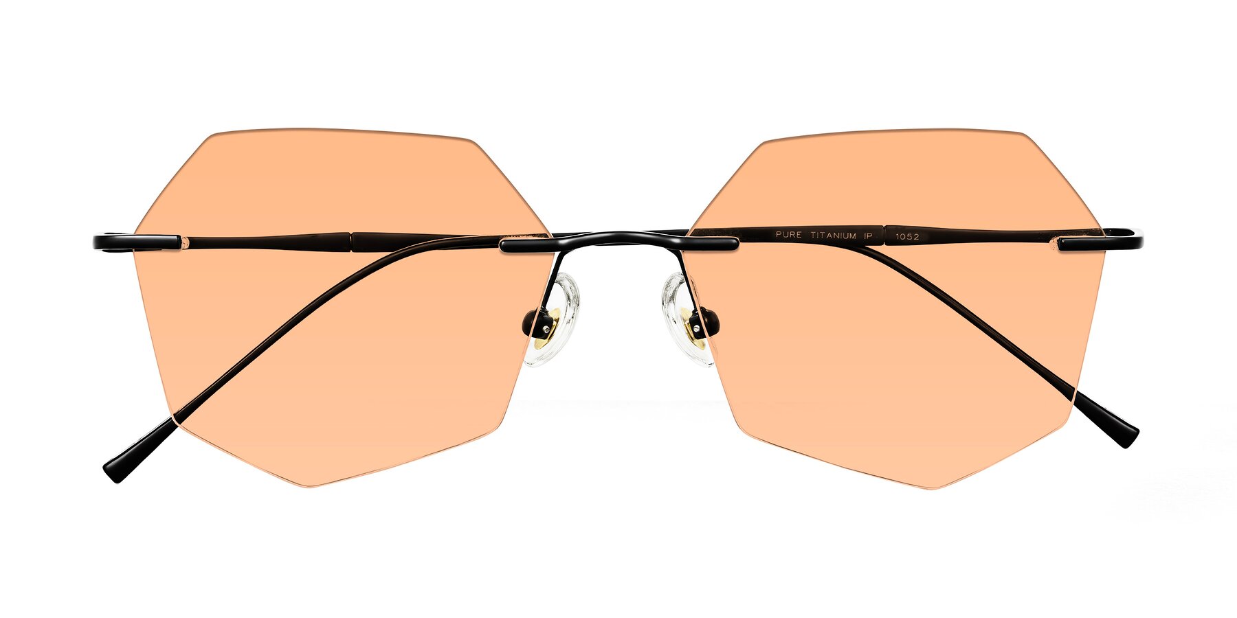 Folded Front of Edme in Matte Black with Light Orange Tinted Lenses