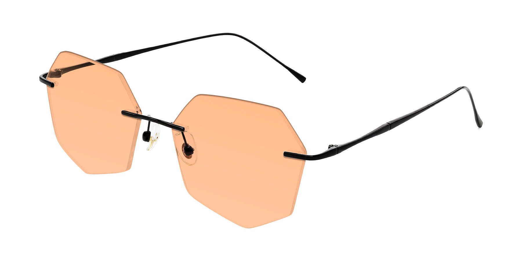 Angle of Edme in Matte Black with Light Orange Tinted Lenses