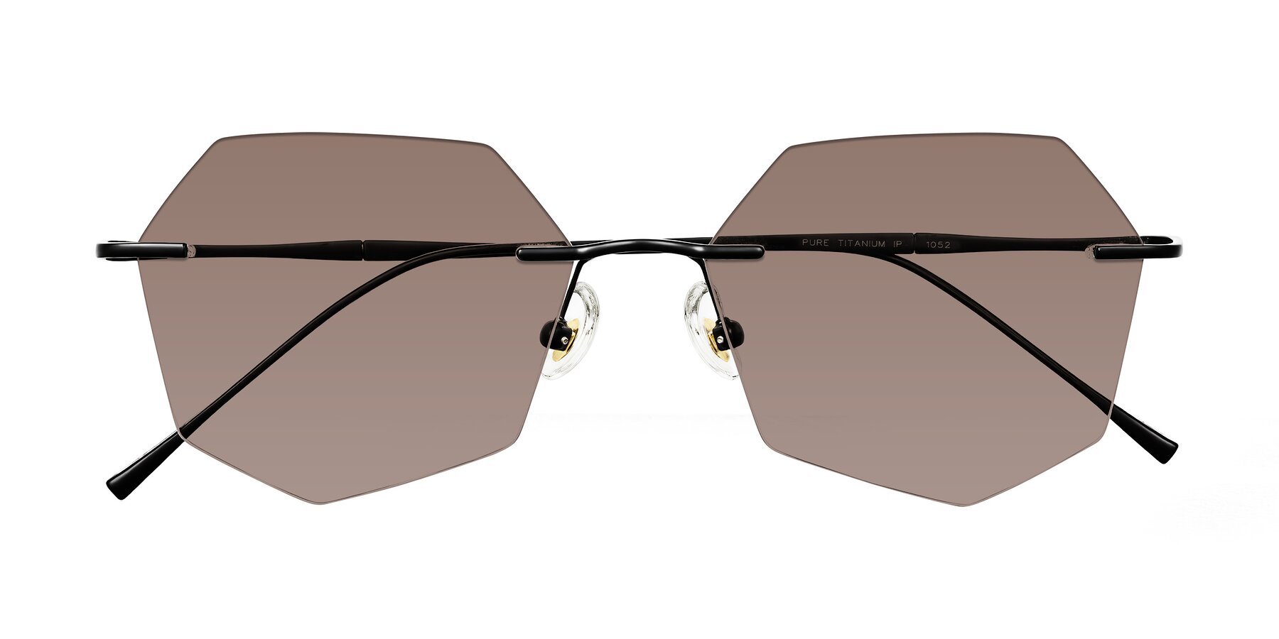 Folded Front of Edme in Matte Black with Medium Brown Tinted Lenses