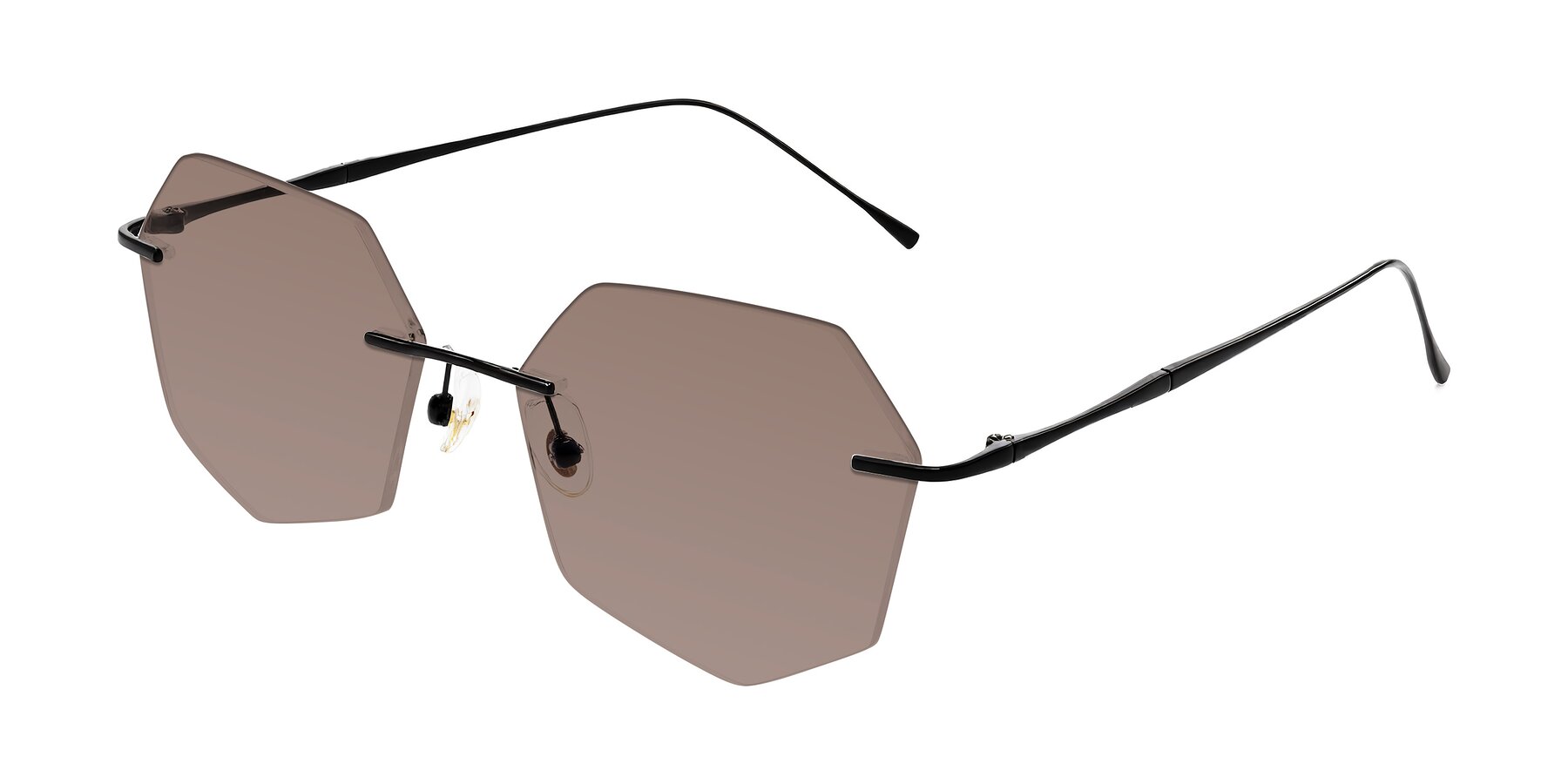 Angle of Edme in Matte Black with Medium Brown Tinted Lenses