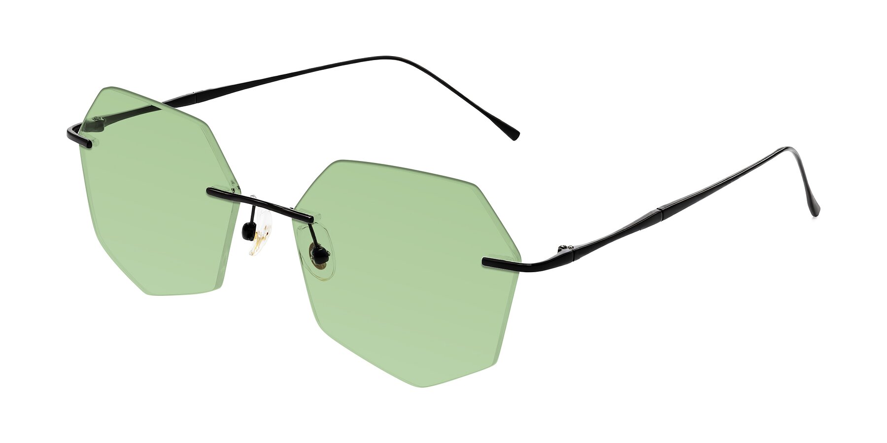 Angle of Edme in Matte Black with Medium Green Tinted Lenses