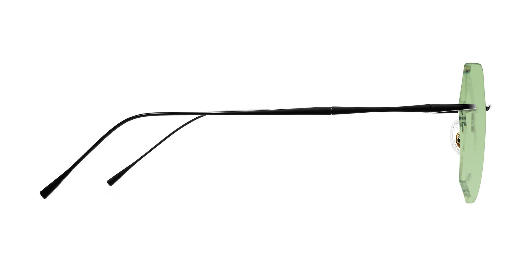 Side of Edme in Matte Black with Medium Green Tinted Lenses