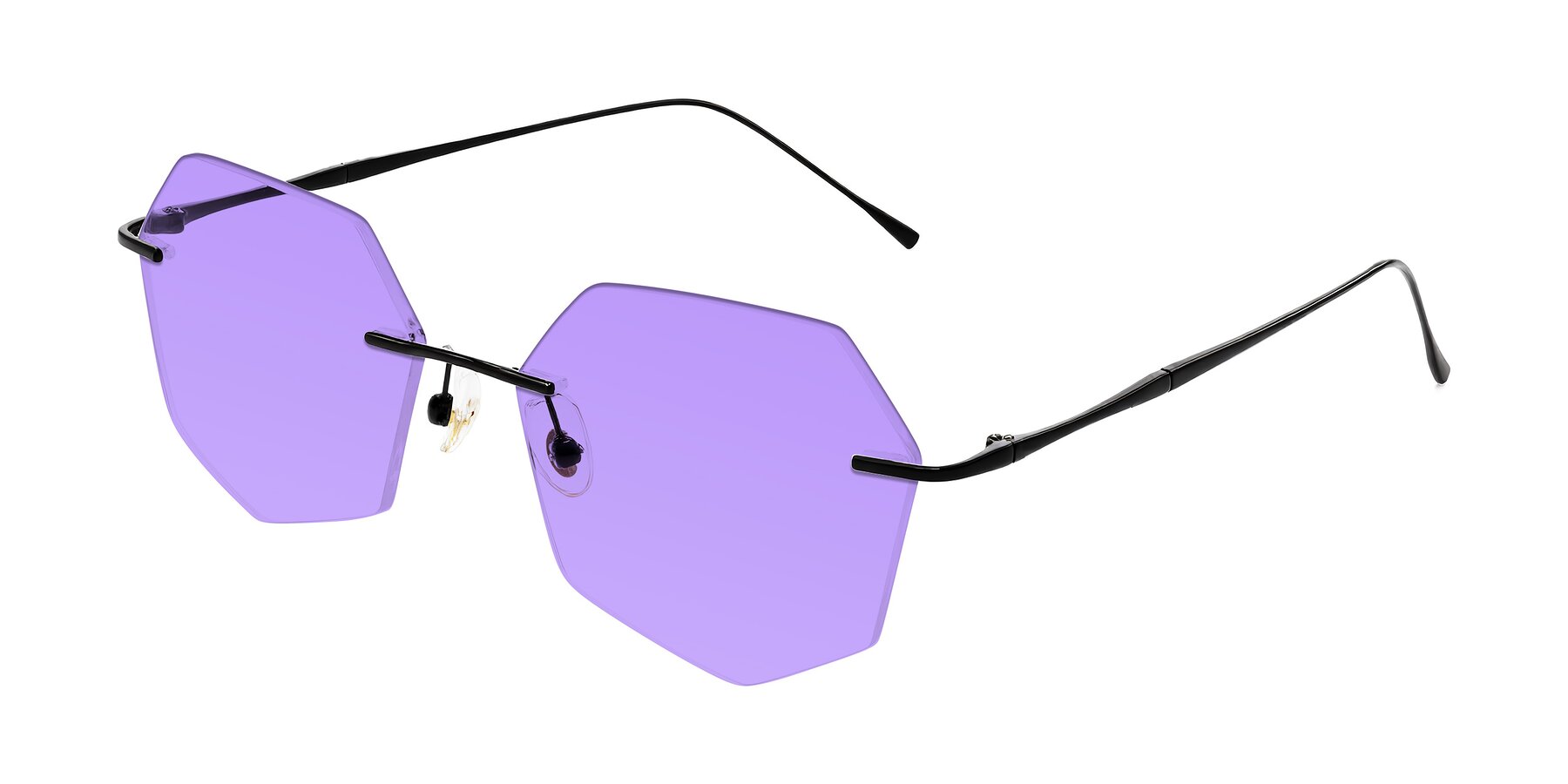 Angle of Edme in Matte Black with Medium Purple Tinted Lenses