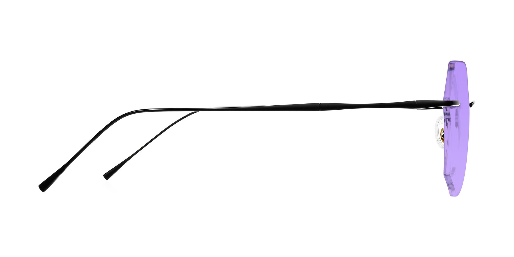 Side of Edme in Matte Black with Medium Purple Tinted Lenses