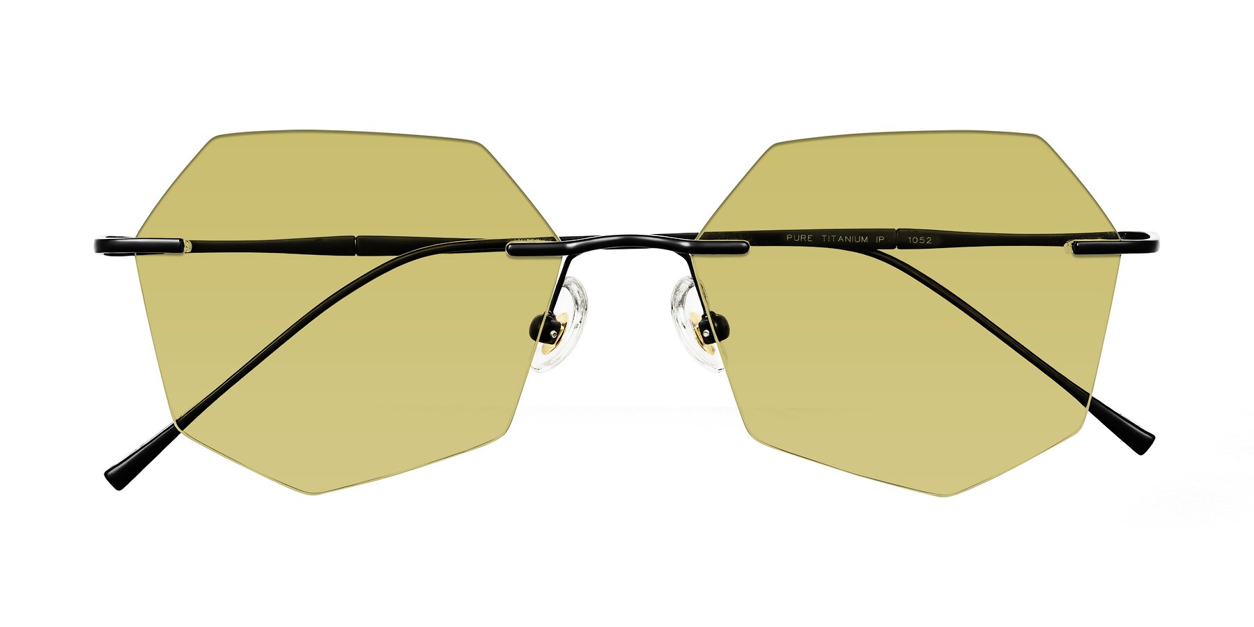 Folded Front of Edme in Matte Black with Medium Champagne Tinted Lenses