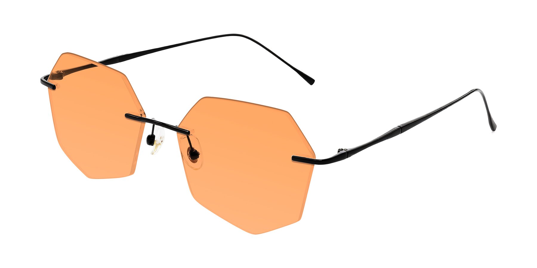 Angle of Edme in Matte Black with Medium Orange Tinted Lenses