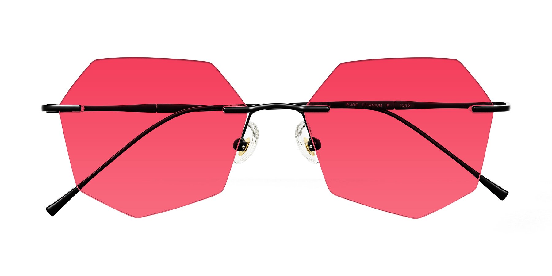 Folded Front of Edme in Matte Black with Red Tinted Lenses