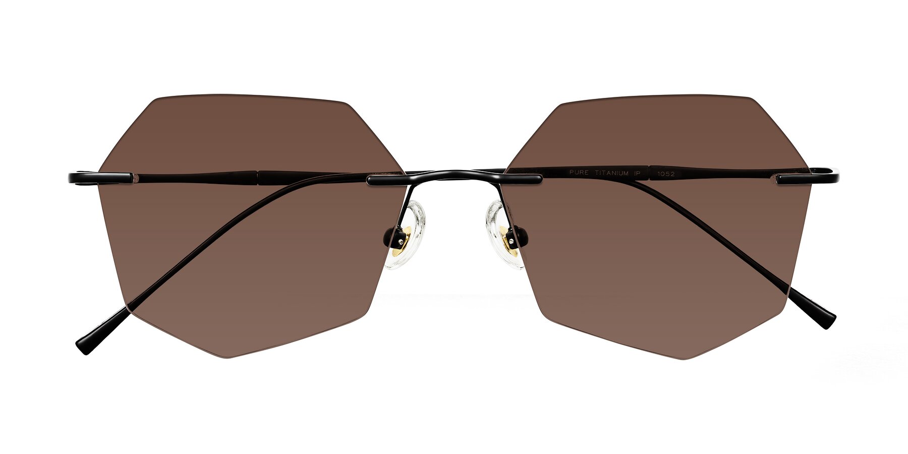 Folded Front of Edme in Matte Black with Brown Tinted Lenses