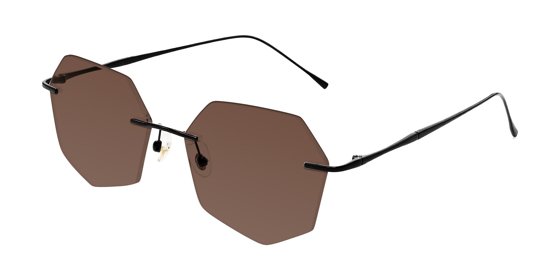 Angle of Edme in Matte Black with Brown Tinted Lenses