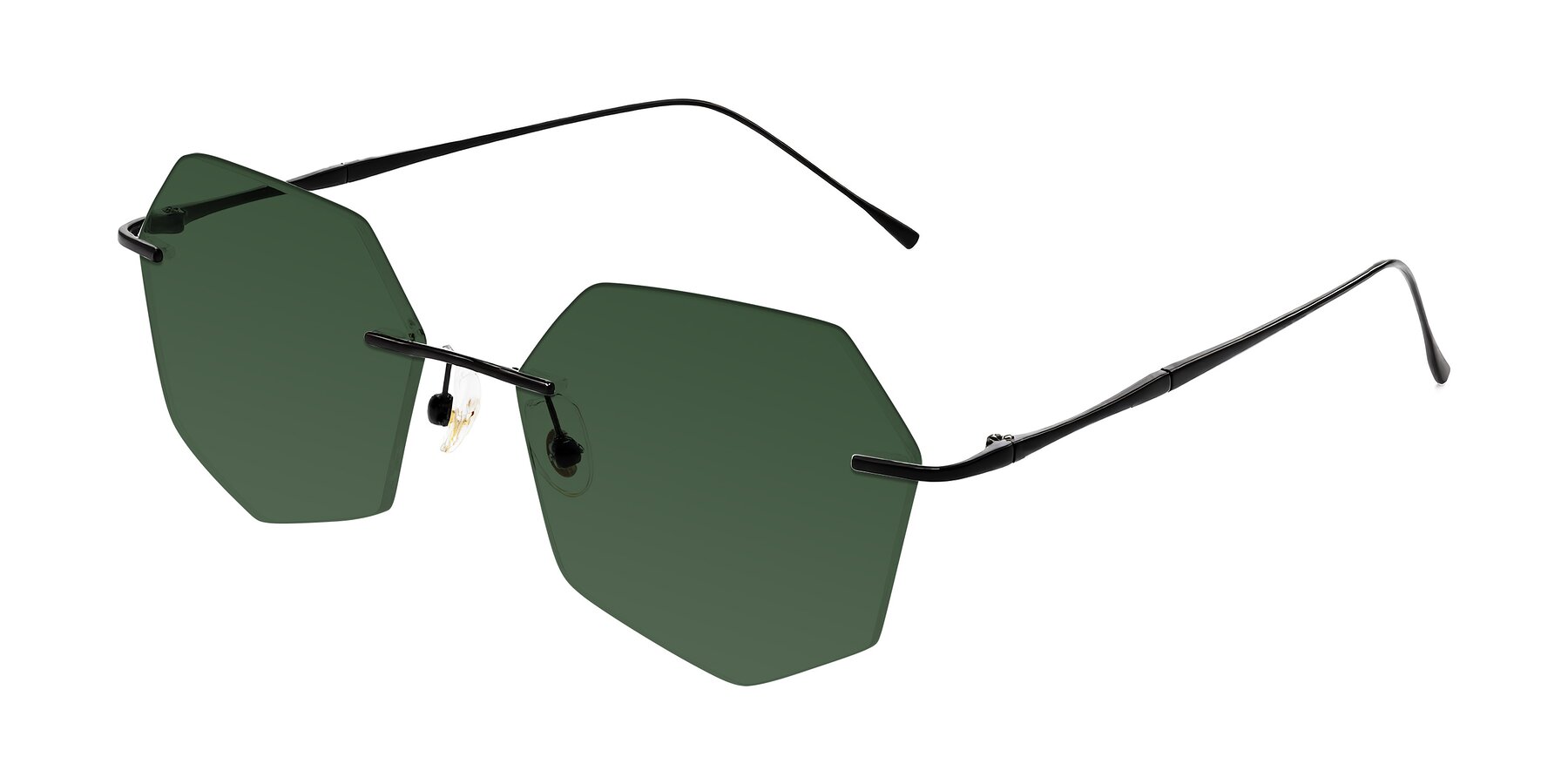 Angle of Edme in Matte Black with Green Tinted Lenses