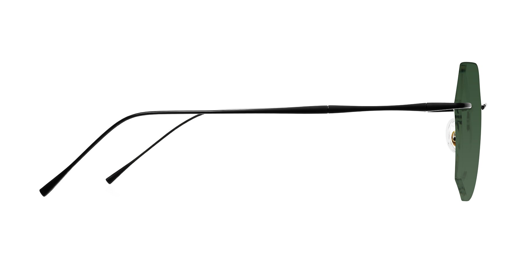 Side of Edme in Matte Black with Green Tinted Lenses