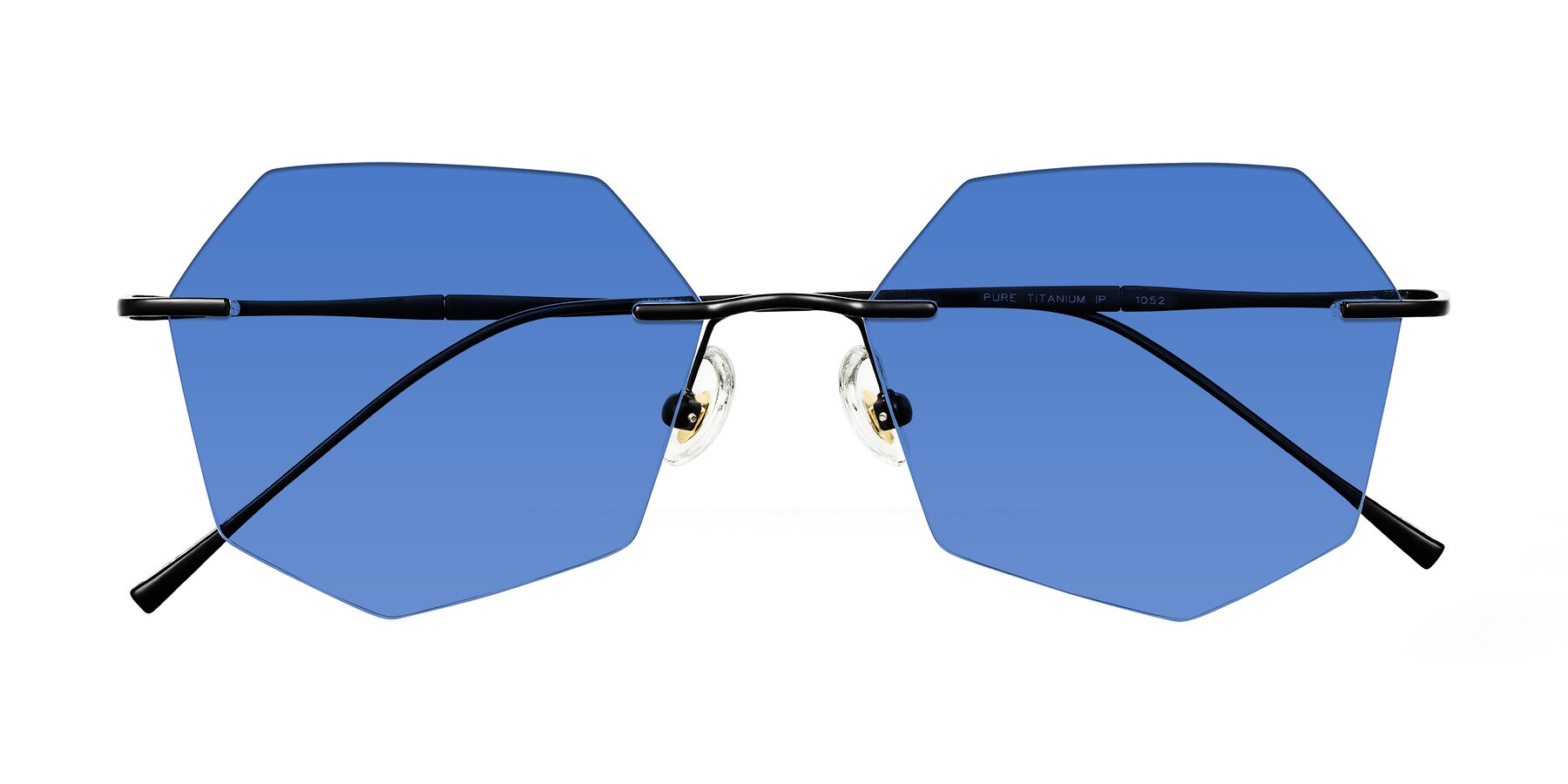 Folded Front of Edme in Matte Black with Blue Tinted Lenses