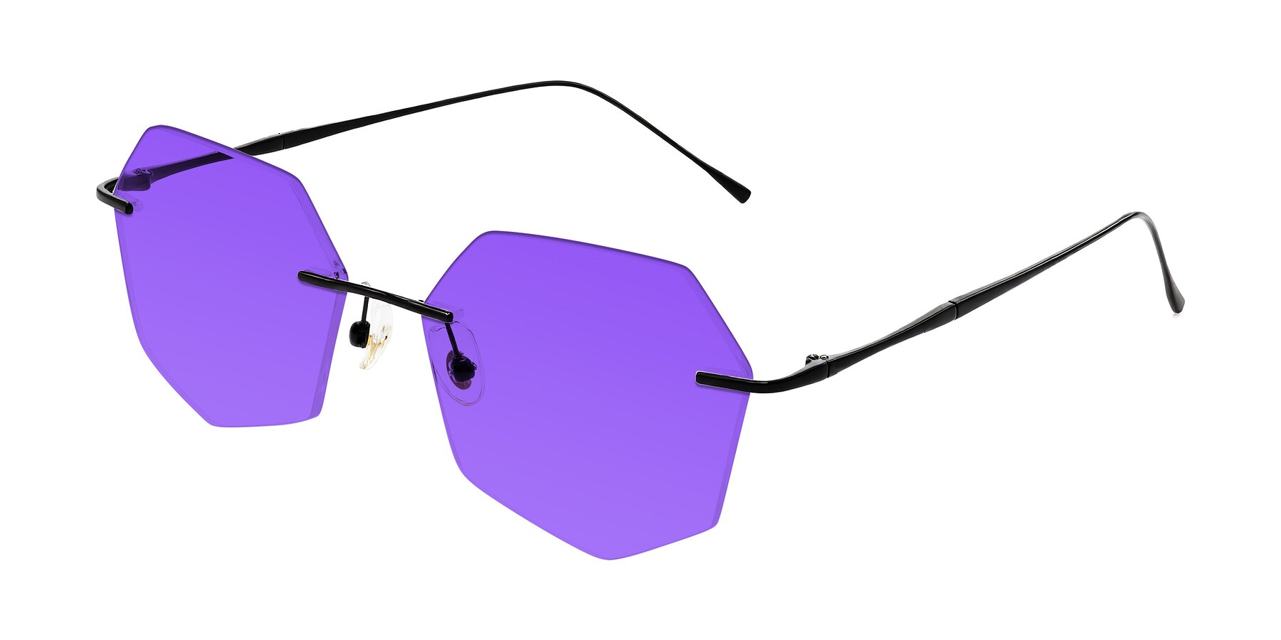 Angle of Edme in Matte Black with Purple Tinted Lenses