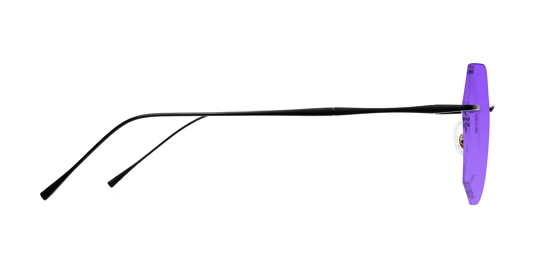 Side of Edme in Matte Black with Purple Tinted Lenses