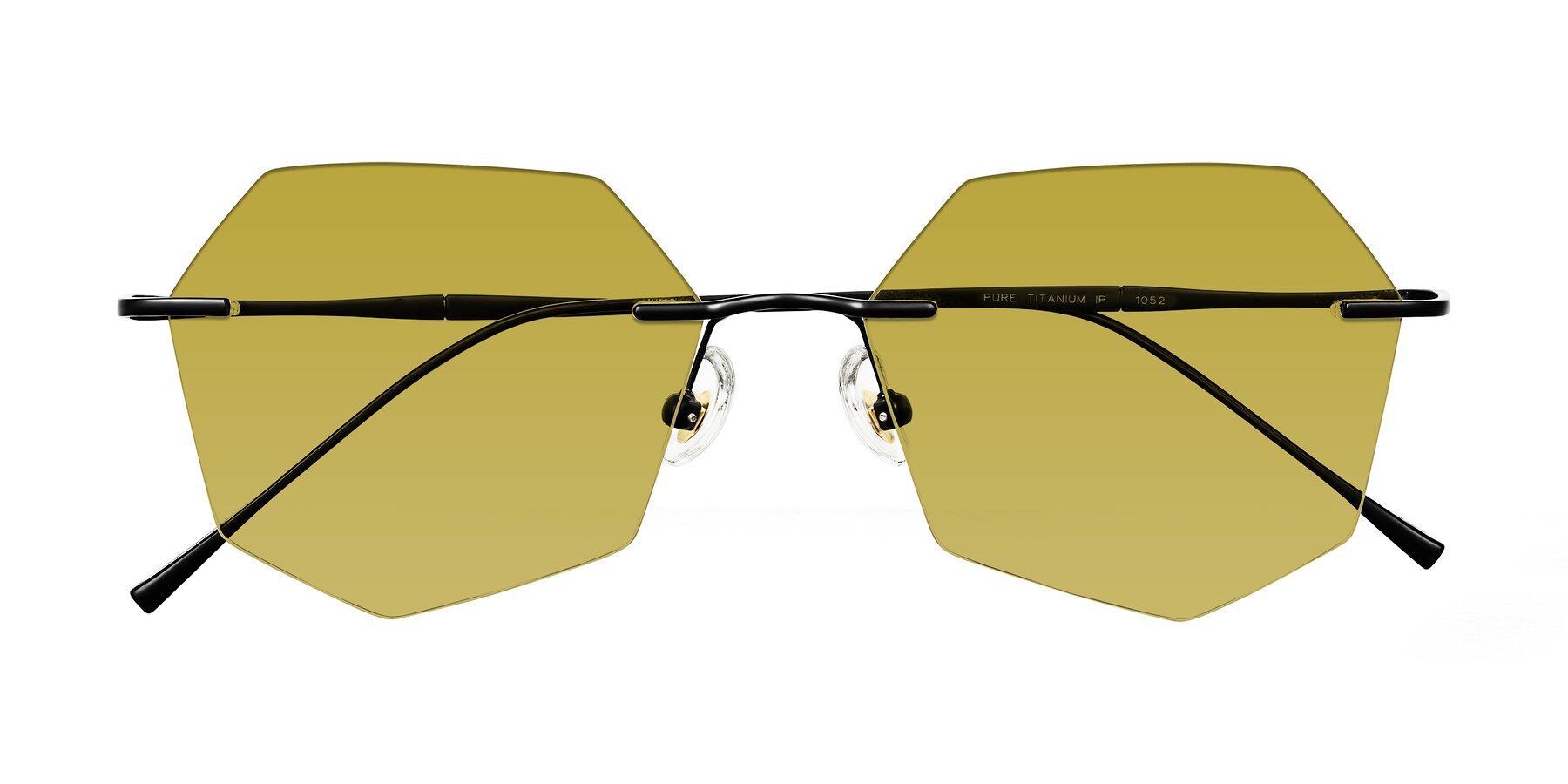 Folded Front of Edme in Matte Black with Champagne Tinted Lenses