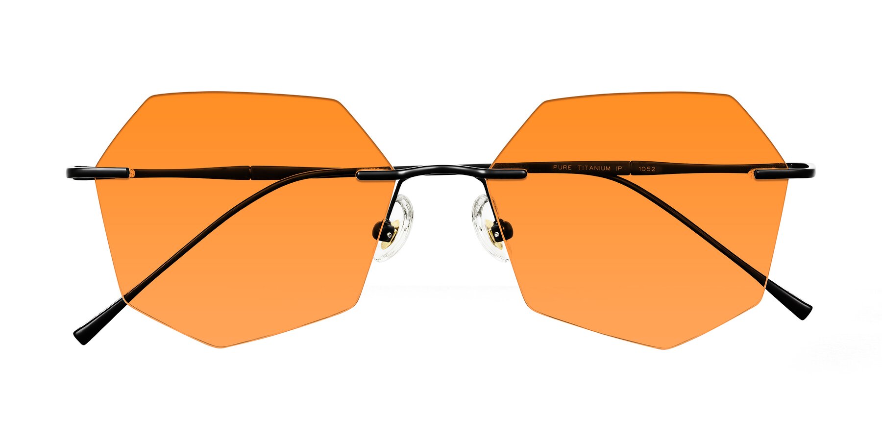 Folded Front of Edme in Matte Black with Orange Tinted Lenses