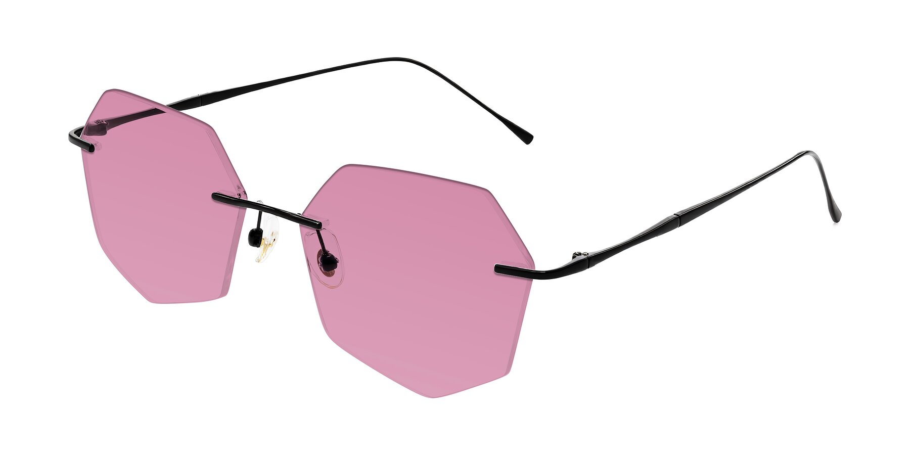Angle of Edme in Matte Black with Medium Wine Tinted Lenses