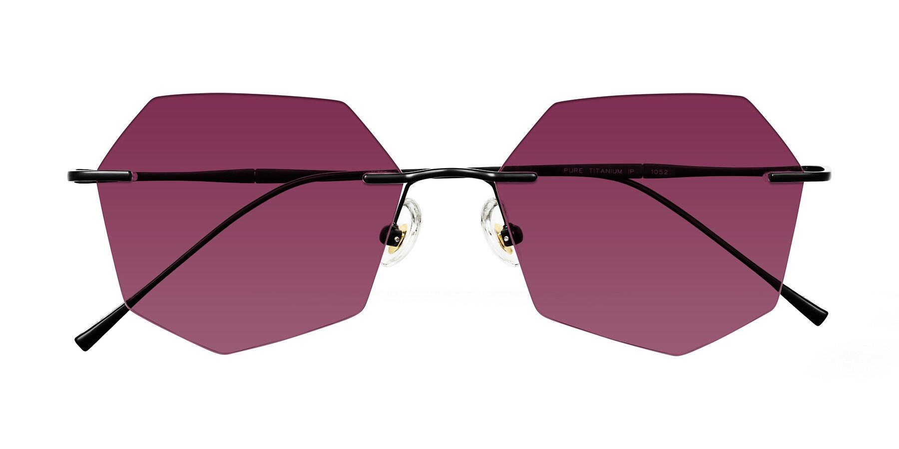 Folded Front of Edme in Matte Black with Wine Tinted Lenses