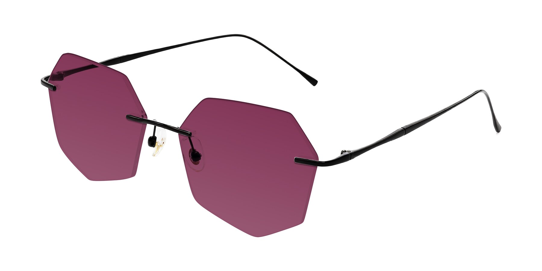 Angle of Edme in Matte Black with Wine Tinted Lenses