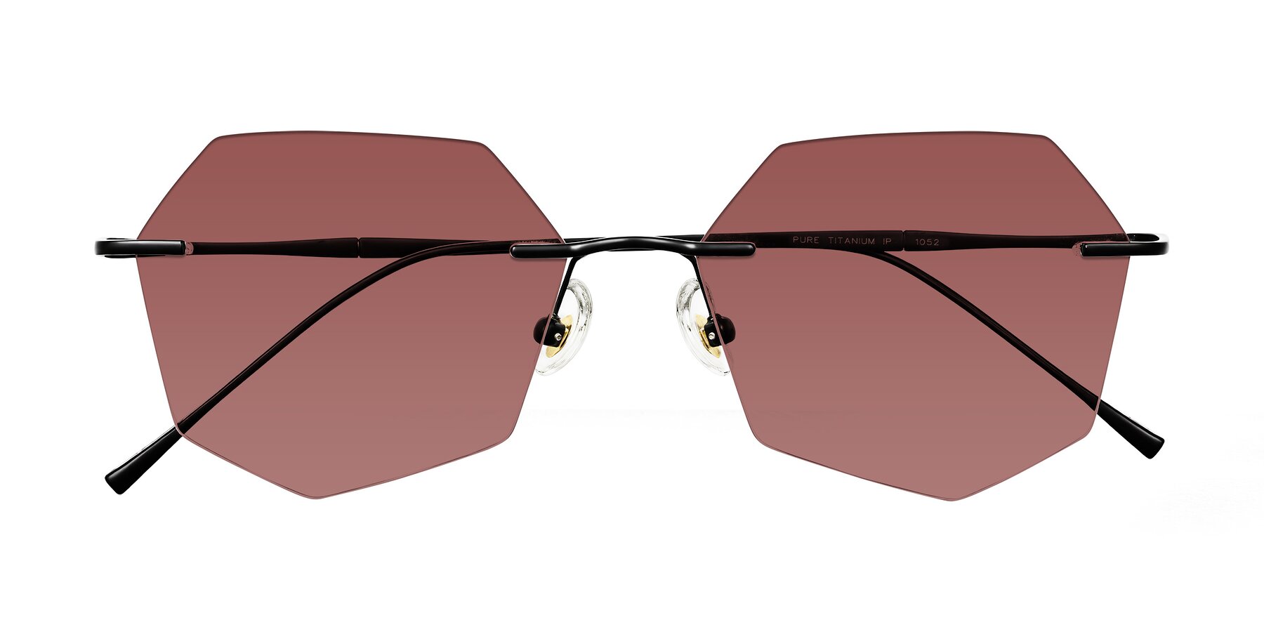 Folded Front of Edme in Matte Black with Garnet Tinted Lenses