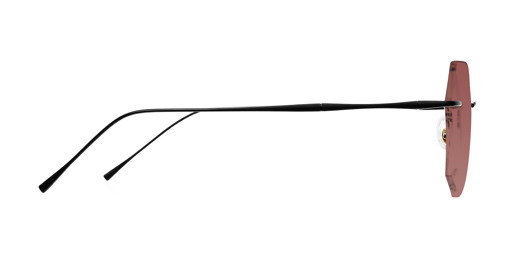 Side of Edme in Matte Black with Garnet Tinted Lenses