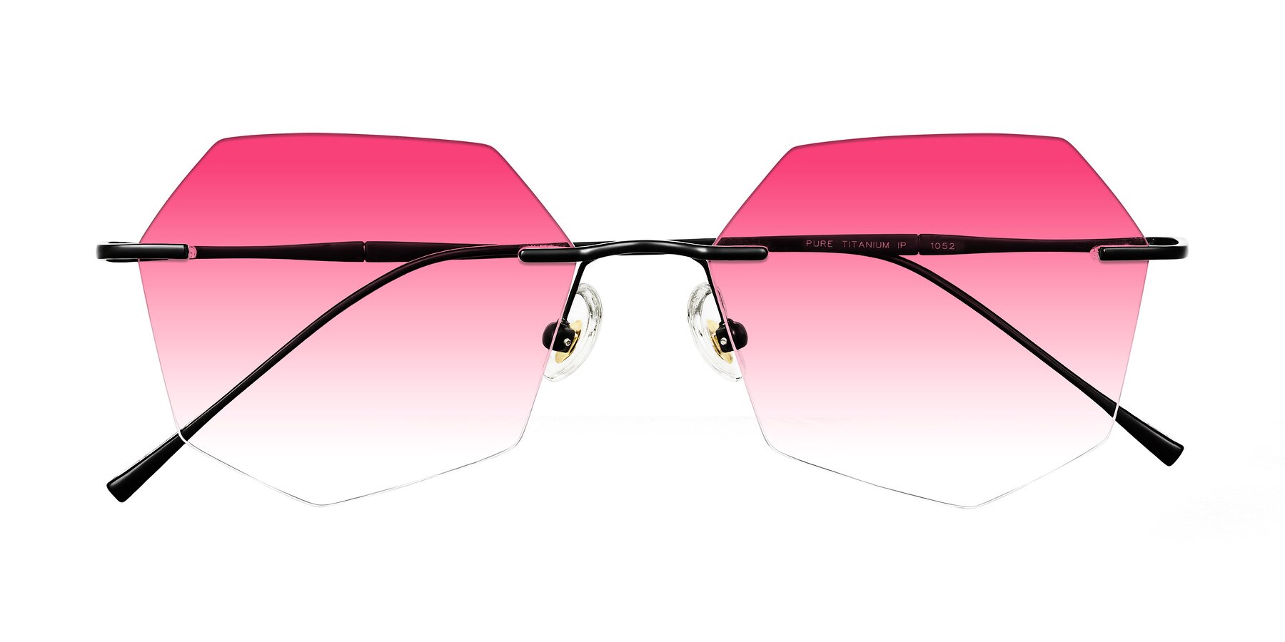 Folded Front of Edme in Matte Black with Pink Gradient Lenses