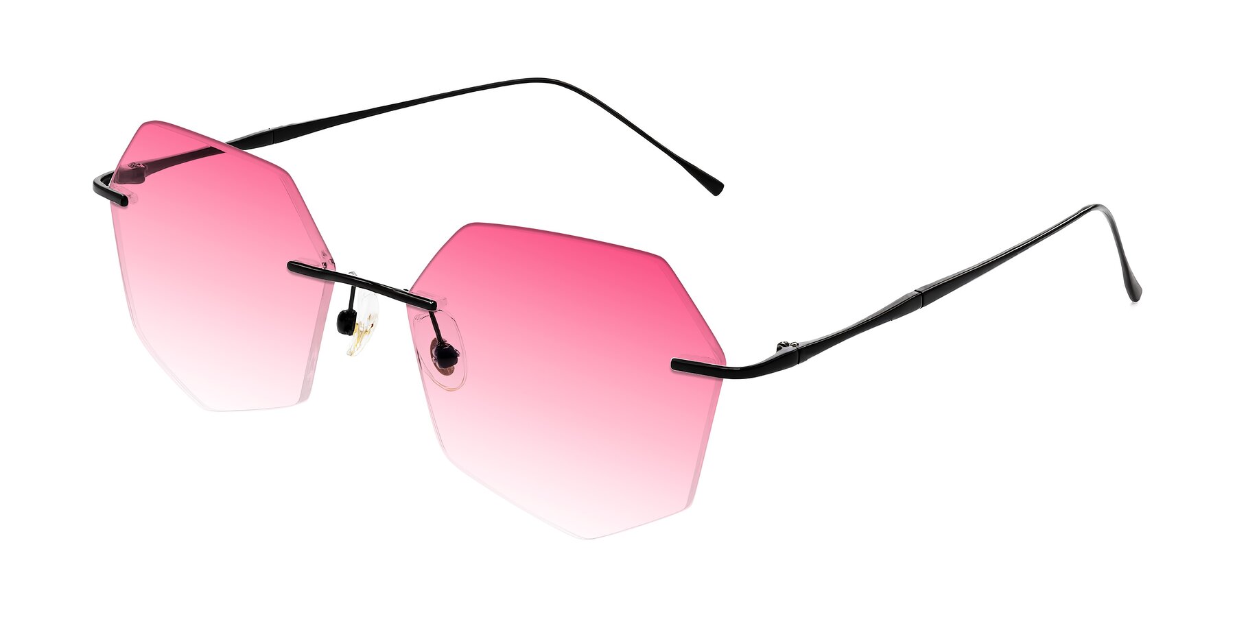 Angle of Edme in Matte Black with Pink Gradient Lenses