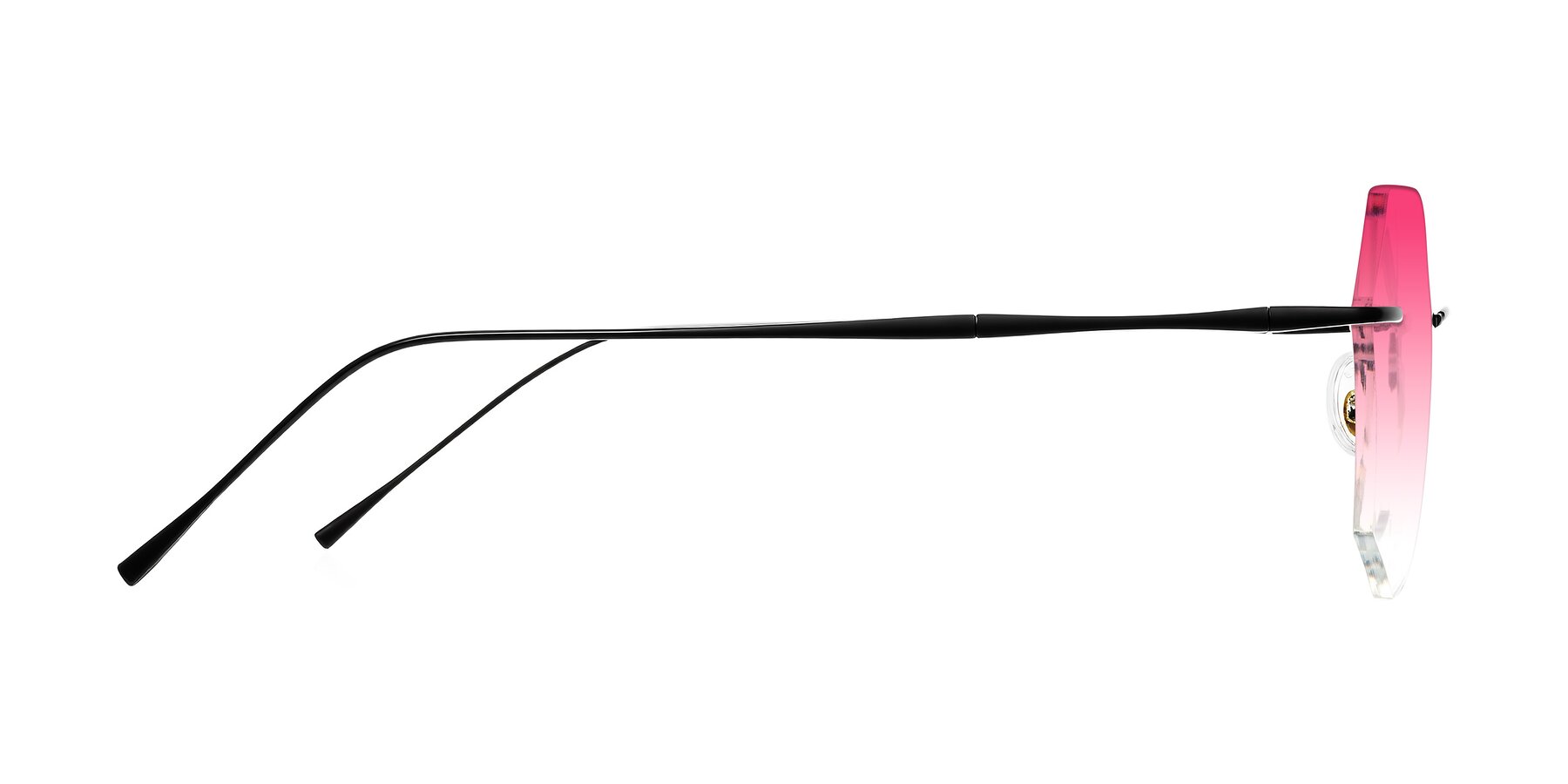 Side of Edme in Matte Black with Pink Gradient Lenses