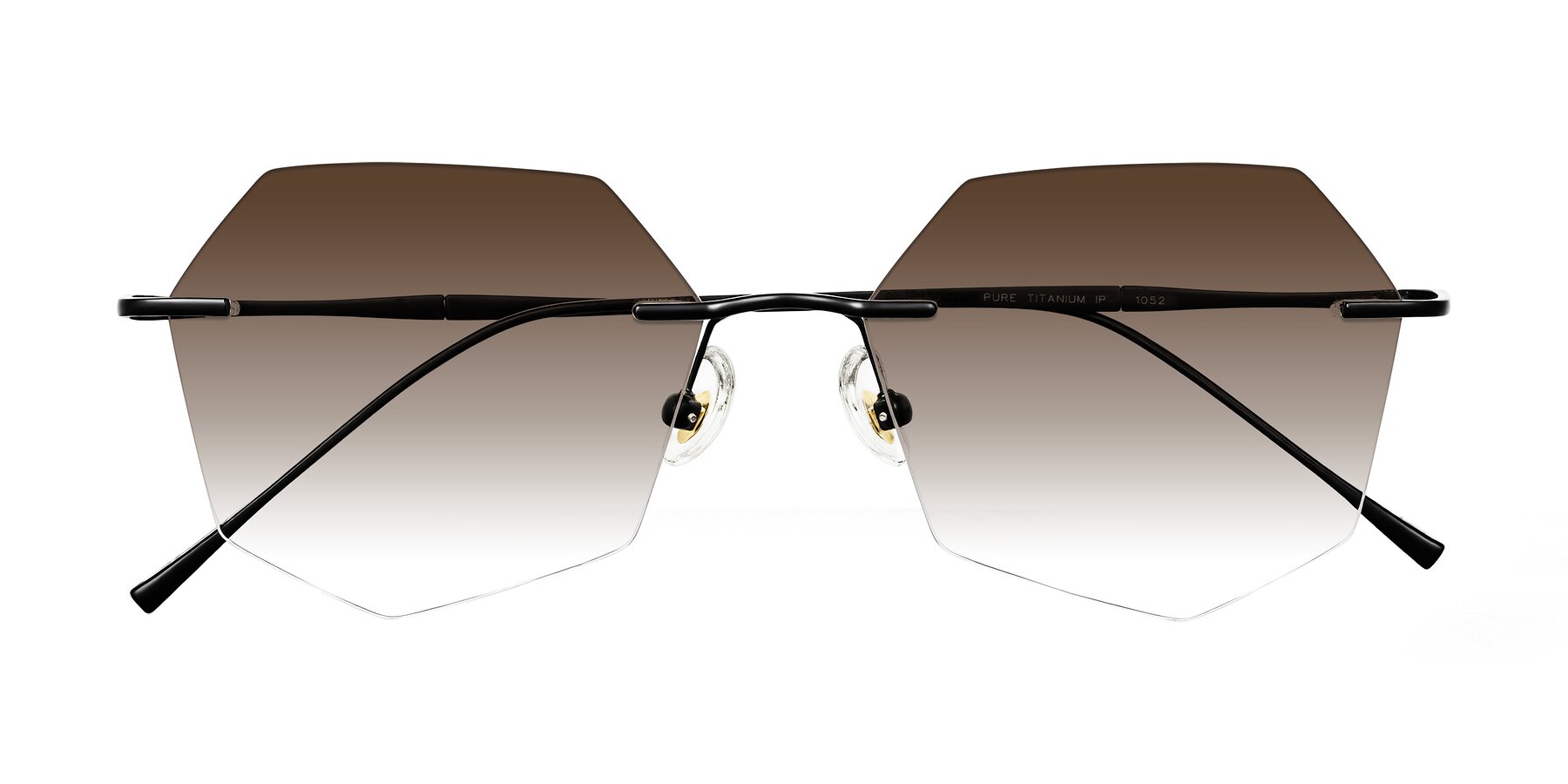 Folded Front of Edme in Matte Black with Brown Gradient Lenses