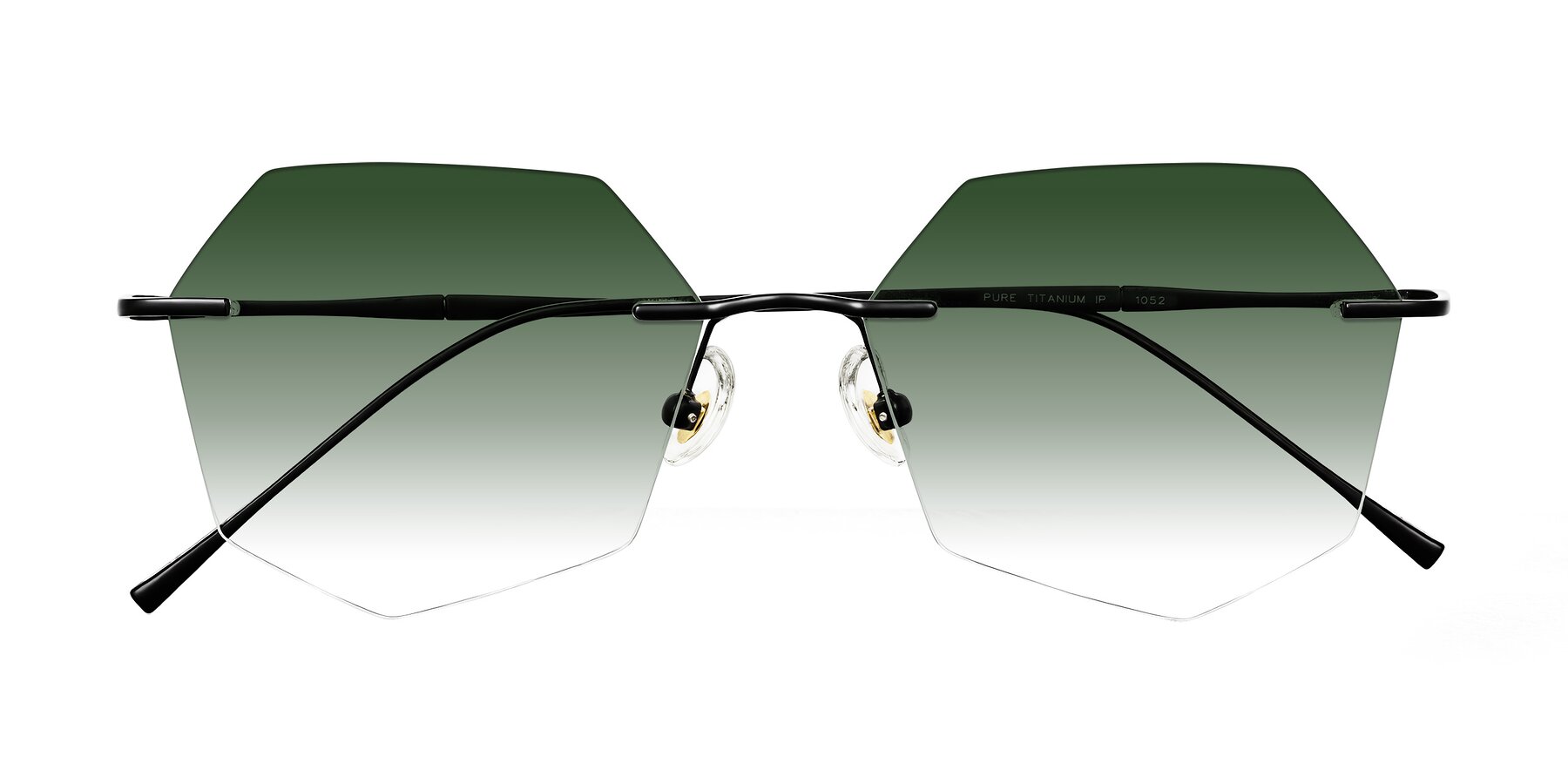 Folded Front of Edme in Matte Black with Green Gradient Lenses
