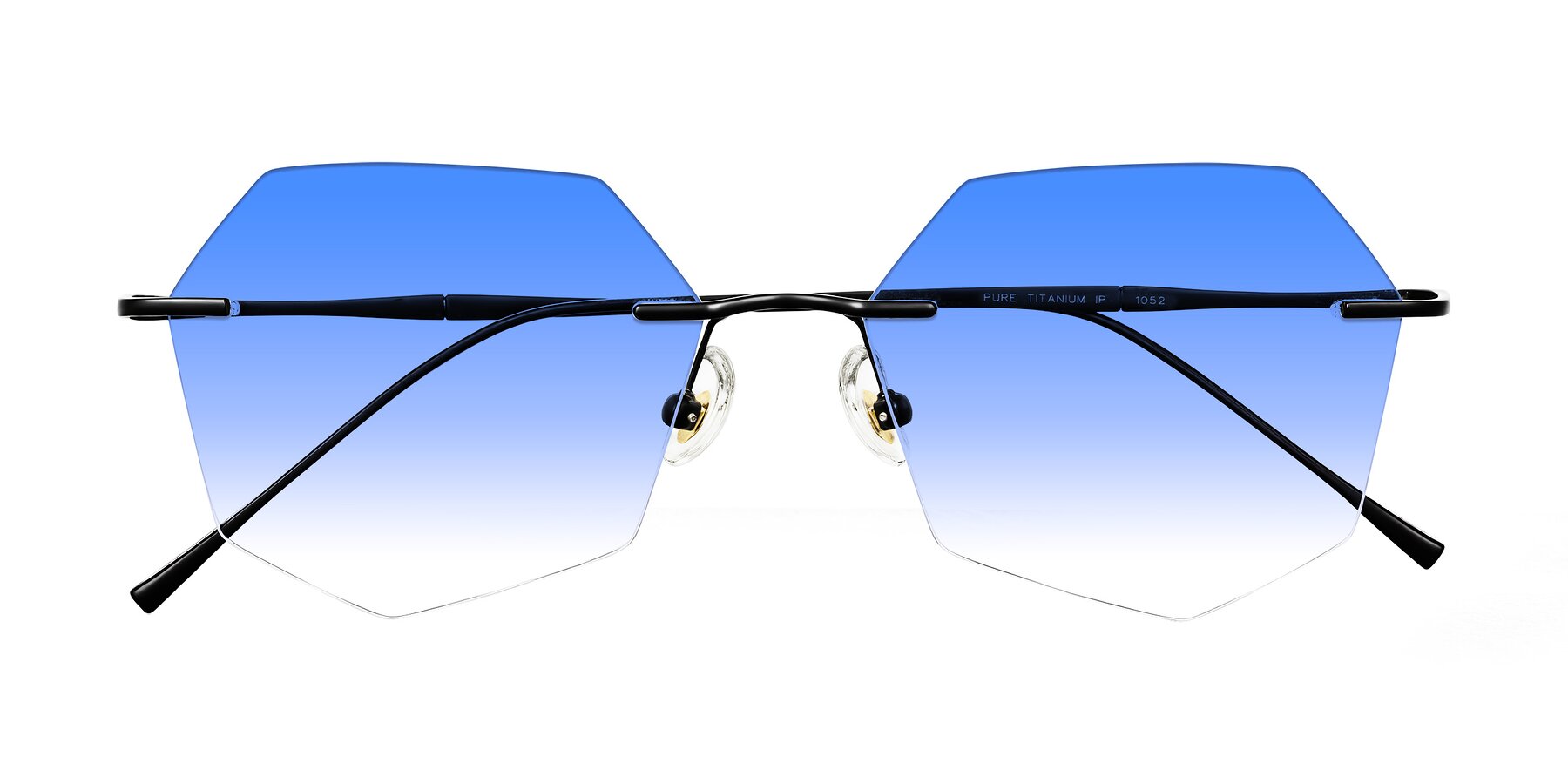 Folded Front of Edme in Matte Black with Blue Gradient Lenses