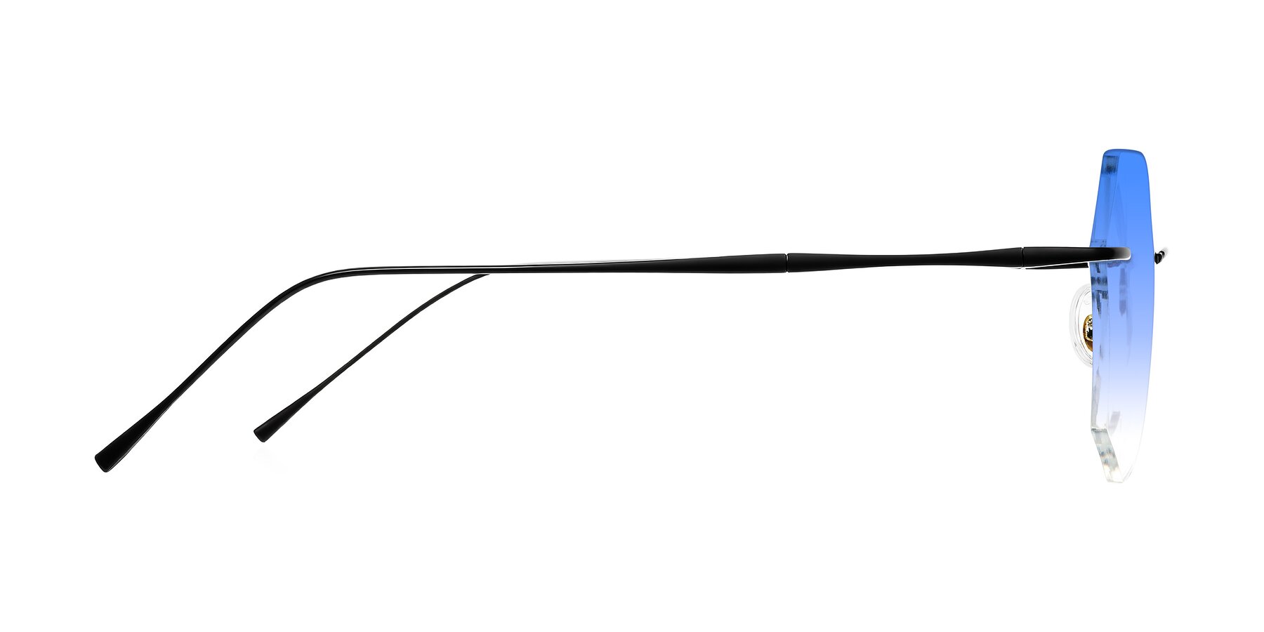 Side of Edme in Matte Black with Blue Gradient Lenses