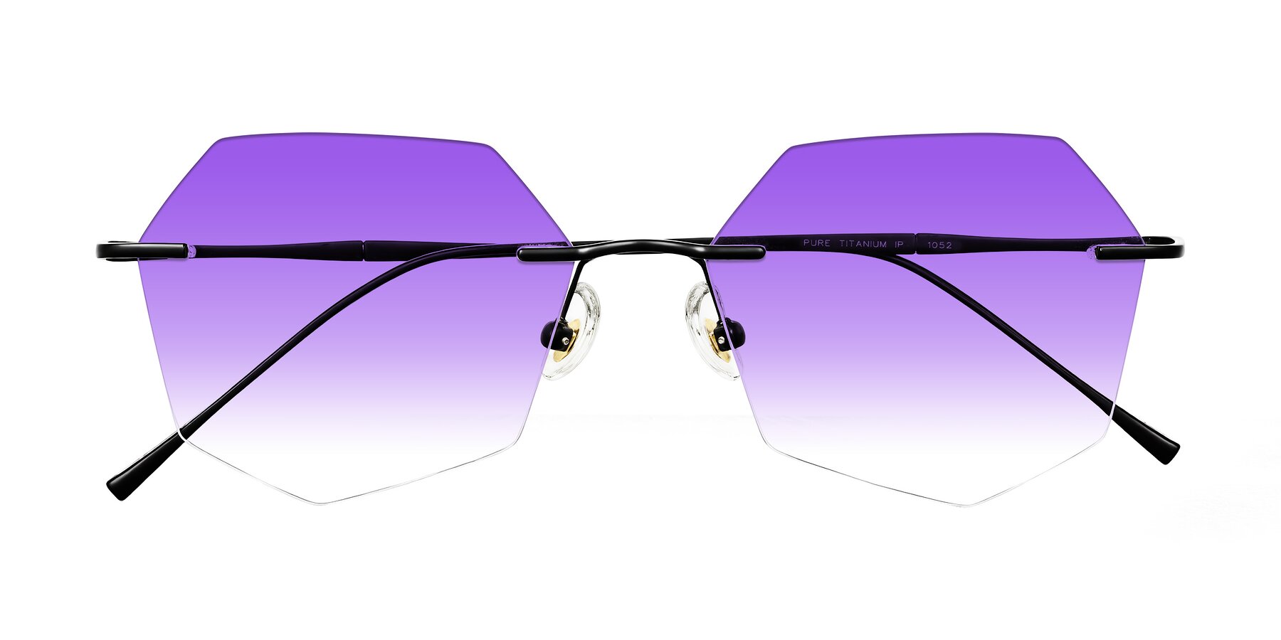 Folded Front of Edme in Matte Black with Purple Gradient Lenses