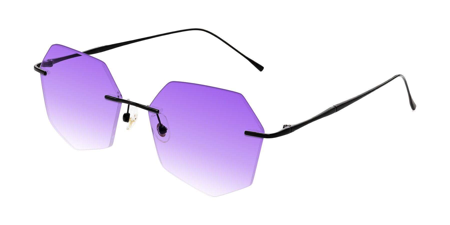 Angle of Edme in Matte Black with Purple Gradient Lenses