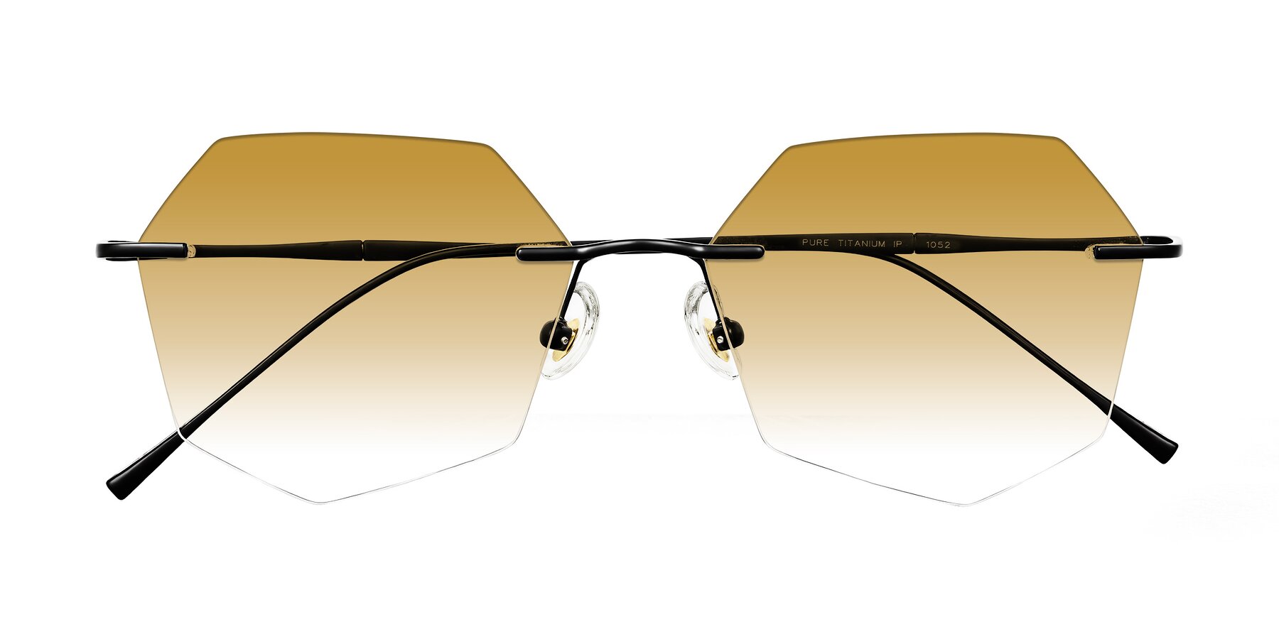 Folded Front of Edme in Matte Black with Champagne Gradient Lenses