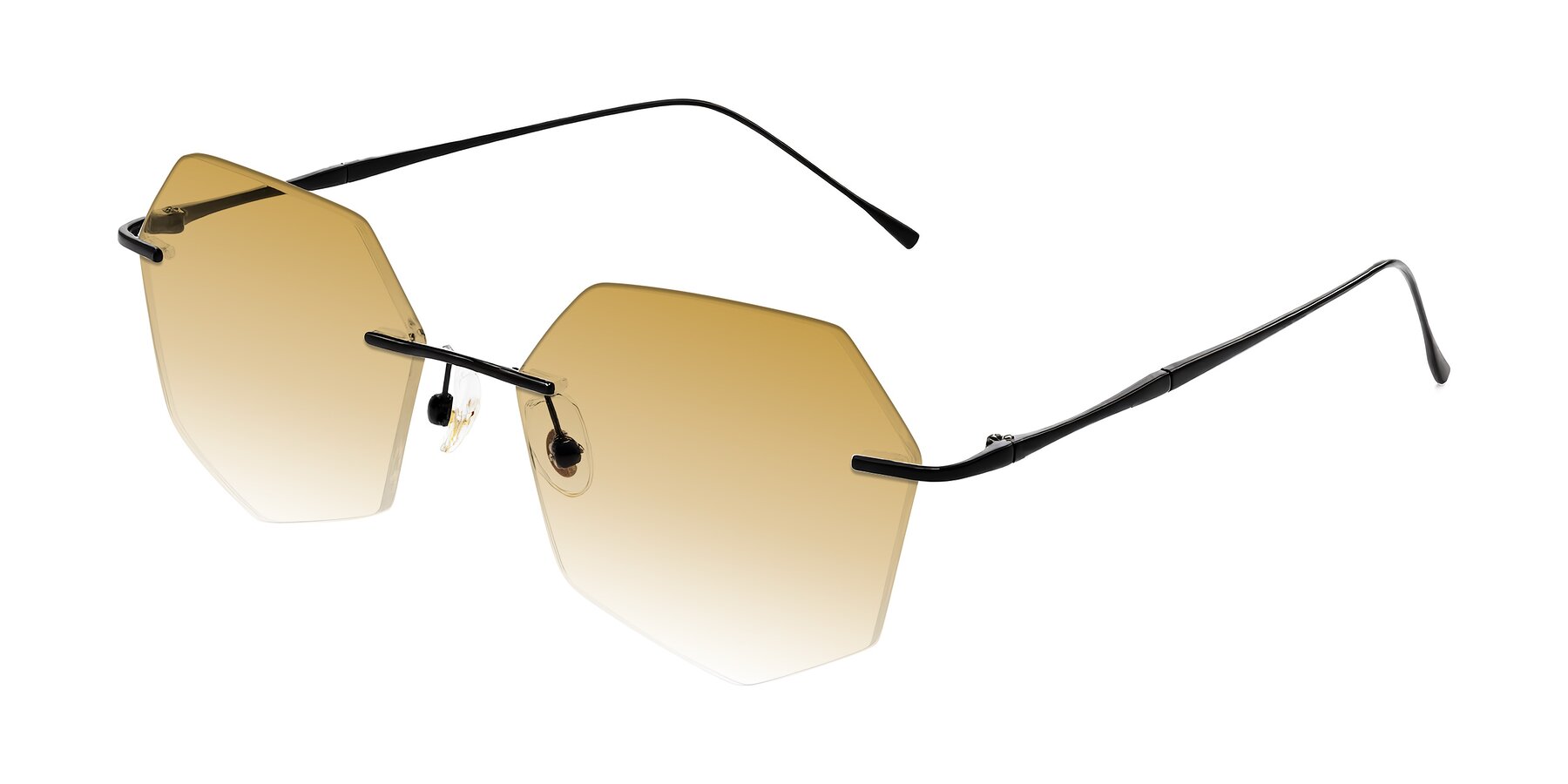Angle of Edme in Matte Black with Champagne Gradient Lenses