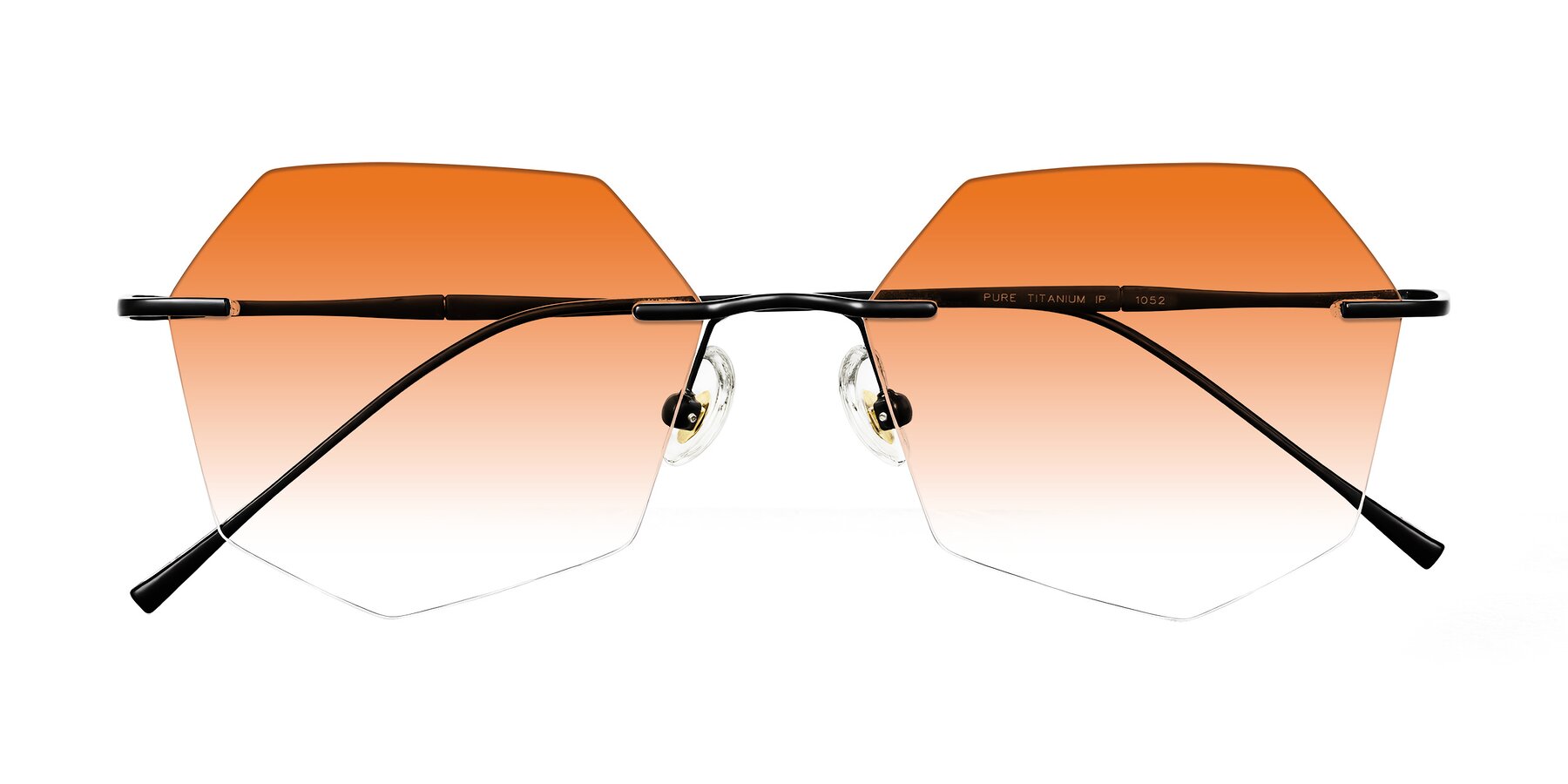 Folded Front of Edme in Matte Black with Orange Gradient Lenses